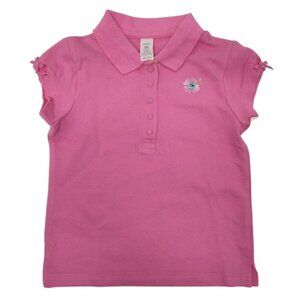 Carters' Y2K Pink Polo with Small Flower & Bow on Sleeve Size 4 T NWT